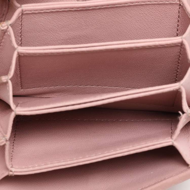 Pre Owned Miu Miu Blush Pink Matelasse Leather Card Holder