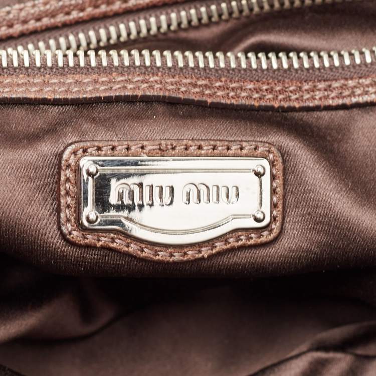 Pre Owned Miu Miu Dark Brown Leather Ruffle Shoulder Bag