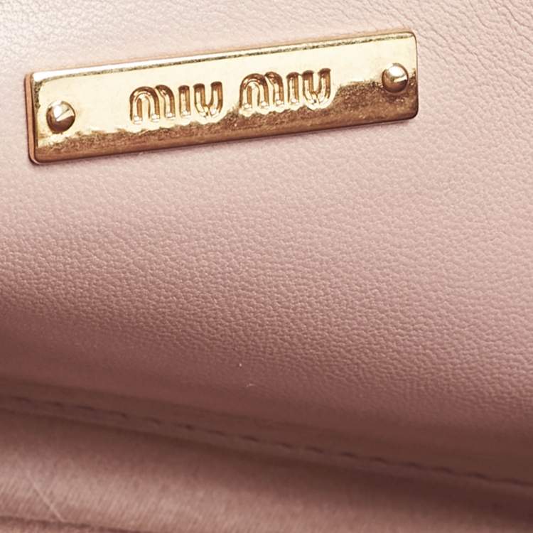 Pre Owned Miu Miu Pink Matelassé Leather Cylinder Bag