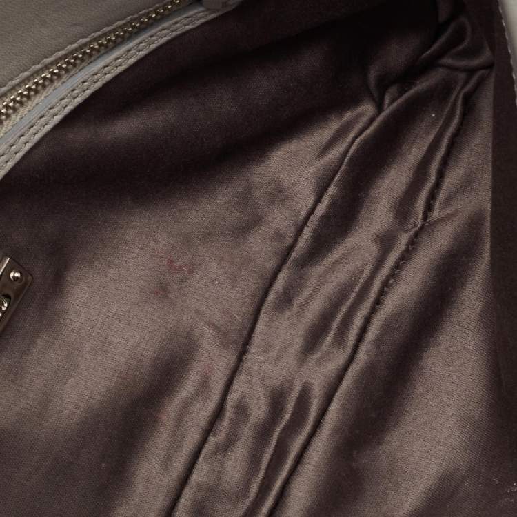 Pre Owned Miu Miu Grey Matelasse Leather Crystal Flap Shoulder Bag