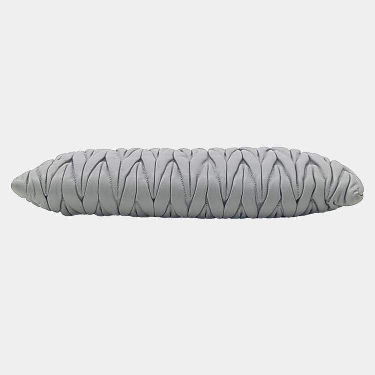 Pre Owned Miu Miu Grey Leather Matelasse Clutch Bag