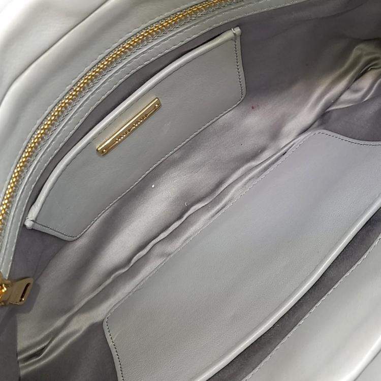 Pre Owned Miu Miu Grey Leather Matelasse Clutch Bag