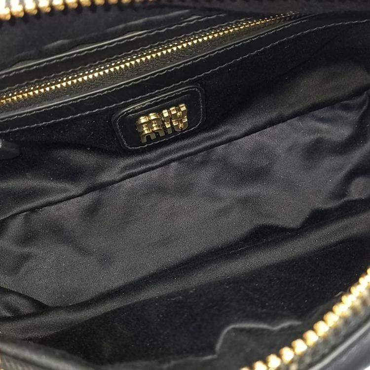 Pre Owned Miu Miu Black Leather Arcadie Crossbody Bag
