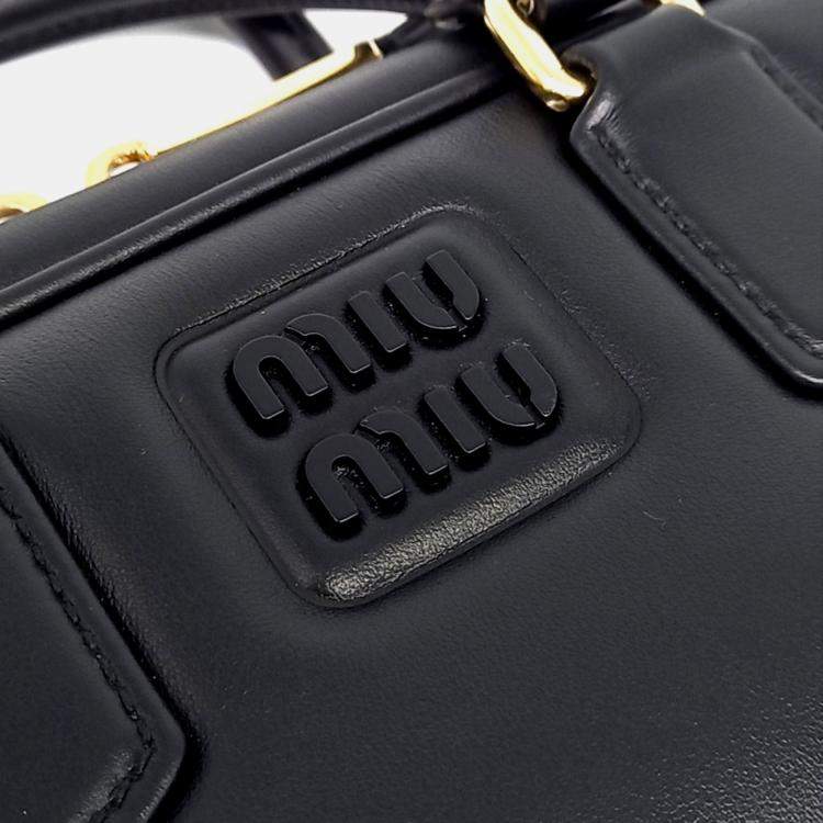 Pre Owned Miu Miu Black Leather Arcadie Crossbody Bag