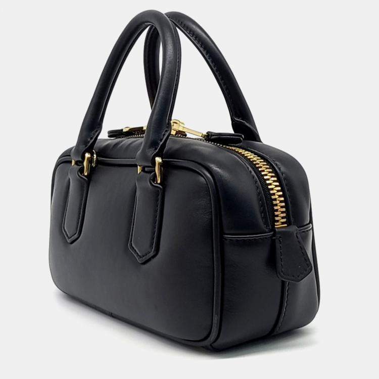 Pre Owned Miu Miu Black Leather Arcadie Crossbody Bag