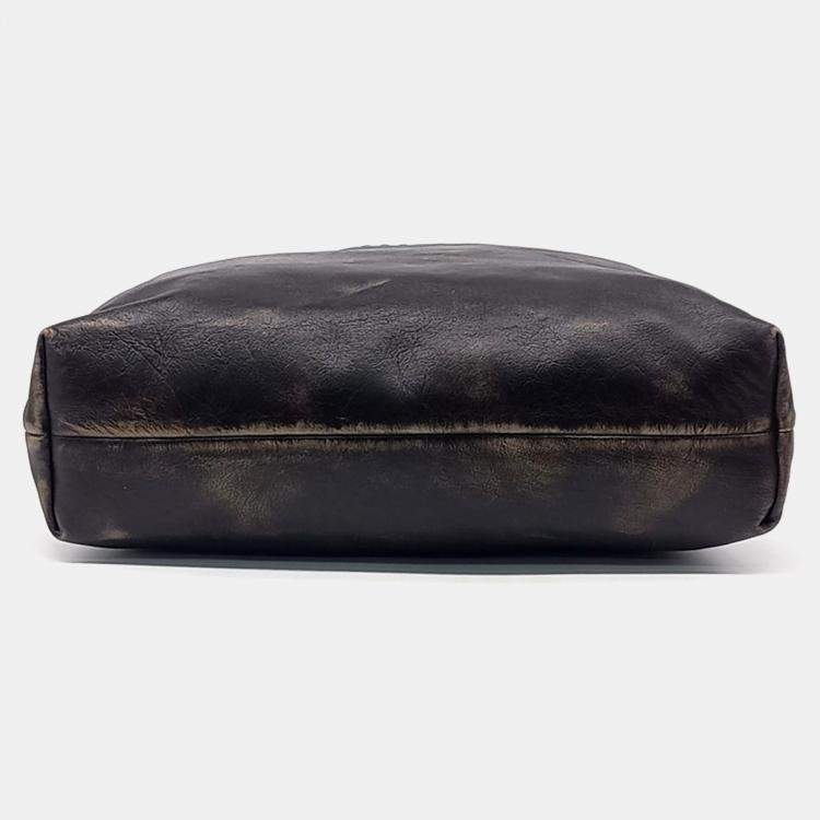 Pre Owned Miu Miu Dark Brown Leather Nappa Hobo Bag