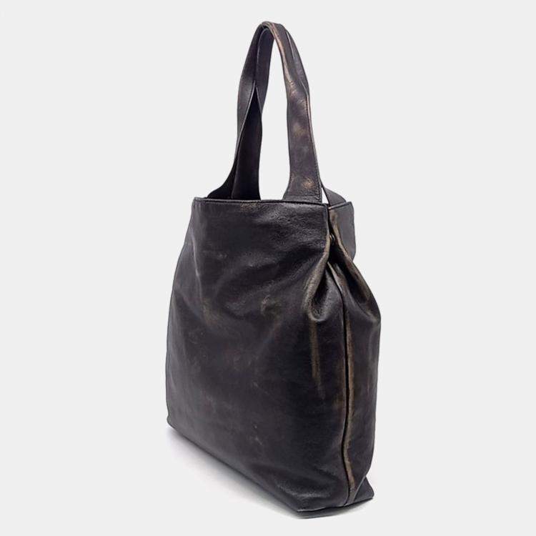 Pre Owned Miu Miu Dark Brown Leather Nappa Hobo Bag