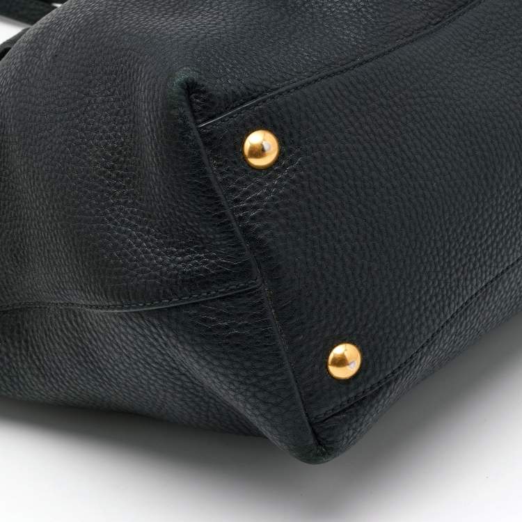 Pre Owned Miu Miu Black Vitello Daino Leather Shopper Tote
