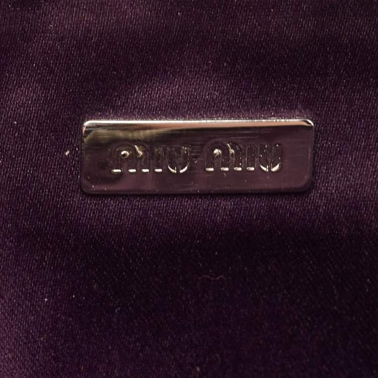 Pre Owned Miu Miu Dark Purple Matalasse  Leather Zip Clutch