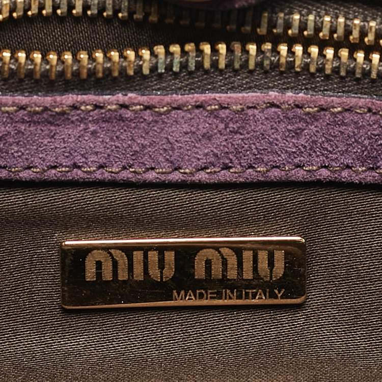 Pre Owned Miu Miu Multicolor Suede Floral Patch Shoulder Bag
