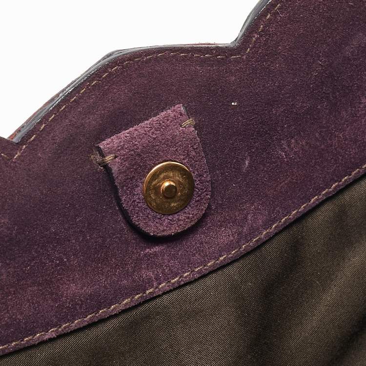 Pre Owned Miu Miu Multicolor Suede Floral Patch Shoulder Bag