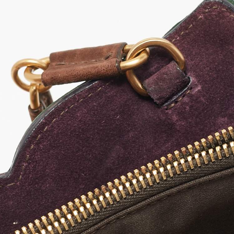 Pre Owned Miu Miu Multicolor Suede Floral Patch Shoulder Bag