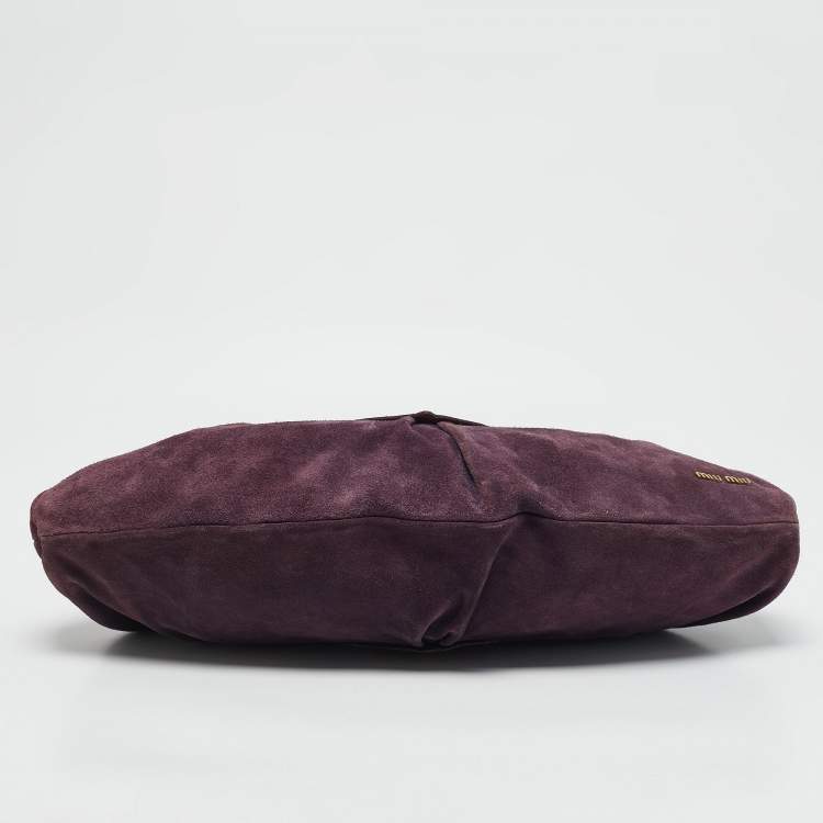 Pre Owned Miu Miu Multicolor Suede Floral Patch Shoulder Bag