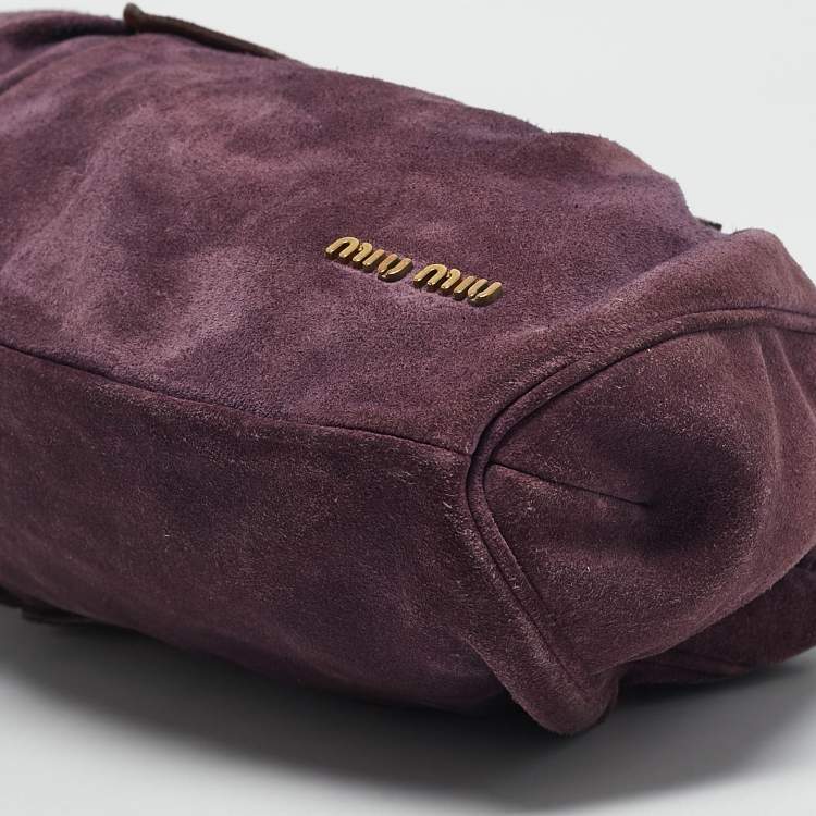 Pre Owned Miu Miu Multicolor Suede Floral Patch Shoulder Bag