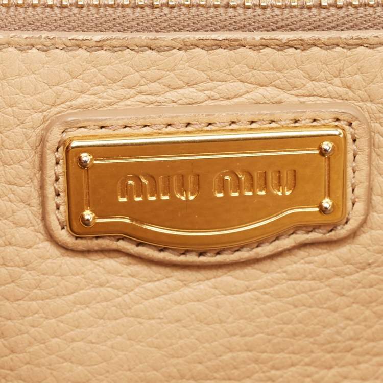 Pre Owned Miu Miu Beige Leather Paloma Top Handle Bag