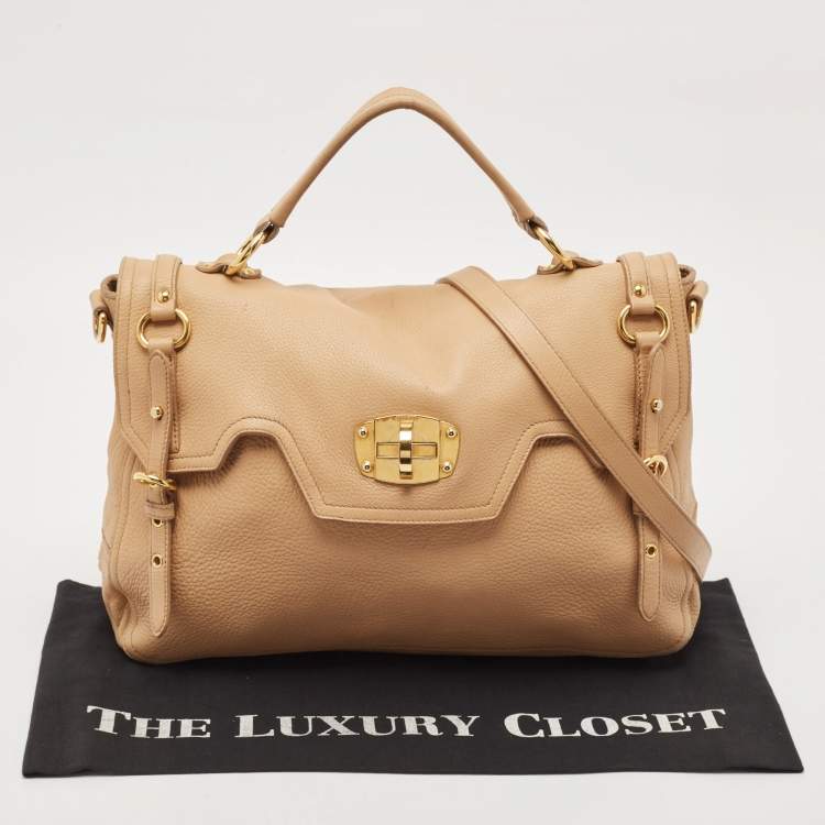 Pre Owned Miu Miu Beige Leather Paloma Top Handle Bag