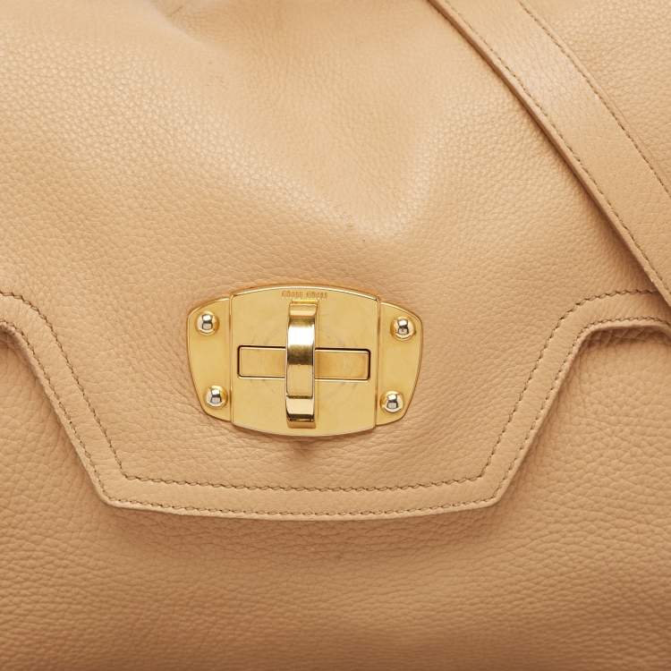 Pre Owned Miu Miu Beige Leather Paloma Top Handle Bag
