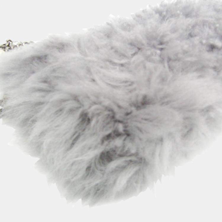 Pre Owned  Miu Miu Grey Fur Shoulder Bag