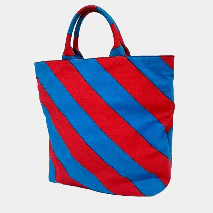 Pre Owned Miu Miu Blue Multicolor Red Fabric Miu Miu Blue/Red/Multicolor Fabric tote bag