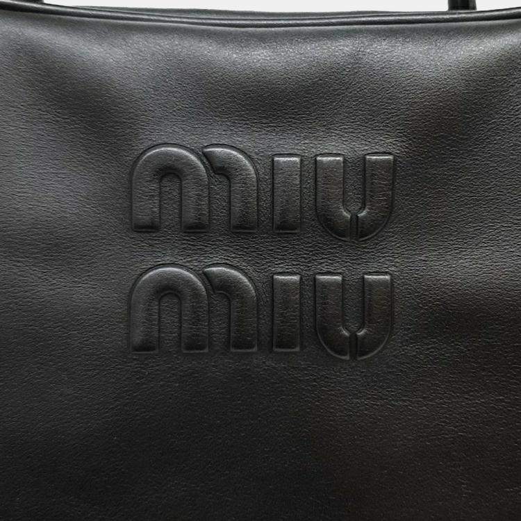 Pre Owned Miu Miu Leather embossed logo bowling bag