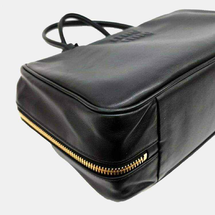 Pre Owned Miu Miu Leather embossed logo bowling bag