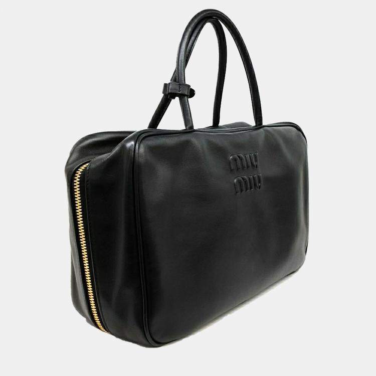 Pre Owned Miu Miu Leather embossed logo bowling bag