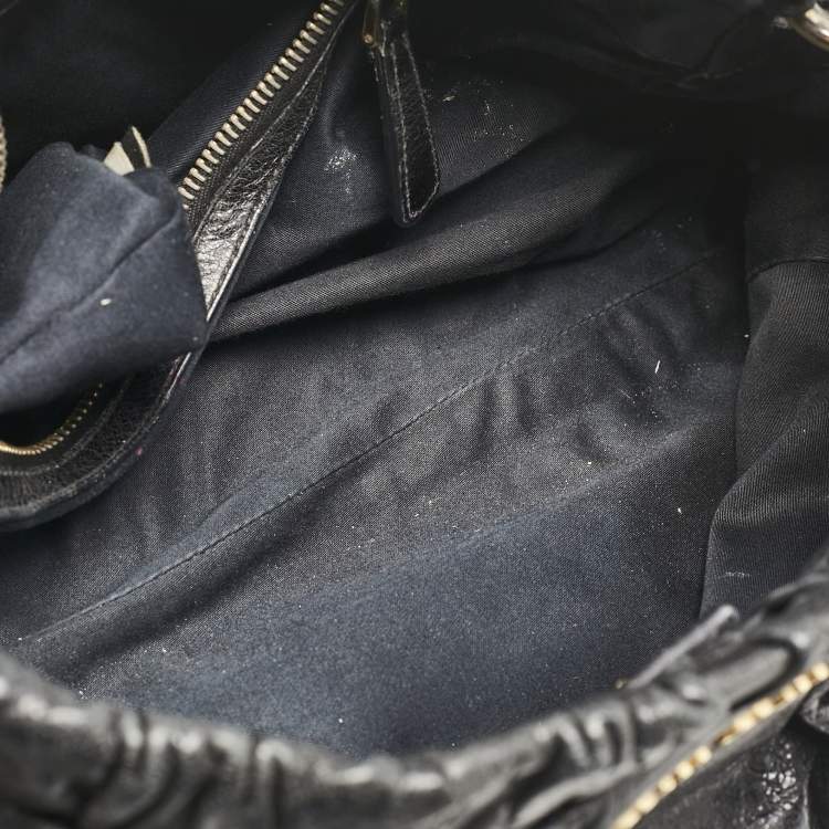 Pre Owned Miu Miu Black Vitello Lux Leather Ruched Tote 
