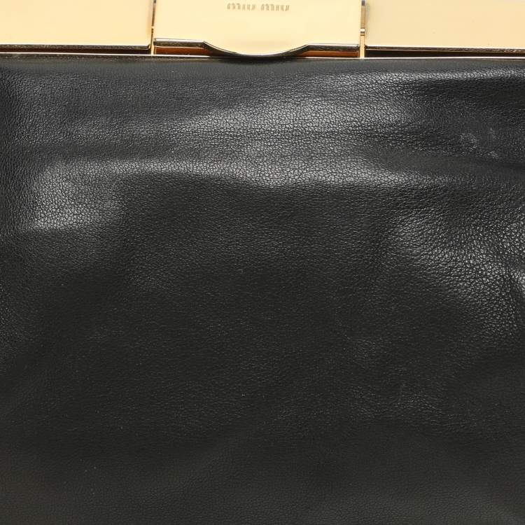 Pre Owned Miu Miu Black Leather Vintage Frame Clutch