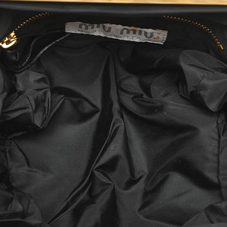 Pre Owned Miu Miu Black Leather Vintage Frame Clutch