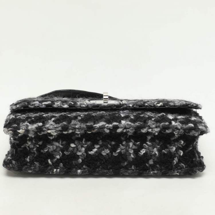 Pre Owned Miu Miu Grey Wool Blend and Leather Top Handle Bag