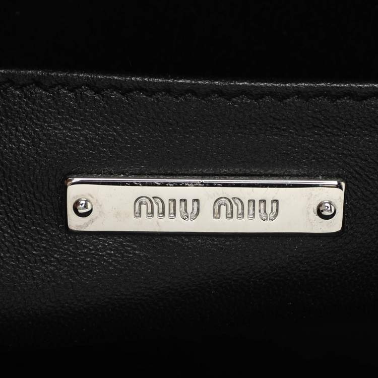 Pre Owned Miu Miu Grey Wool Blend and Leather Top Handle Bag