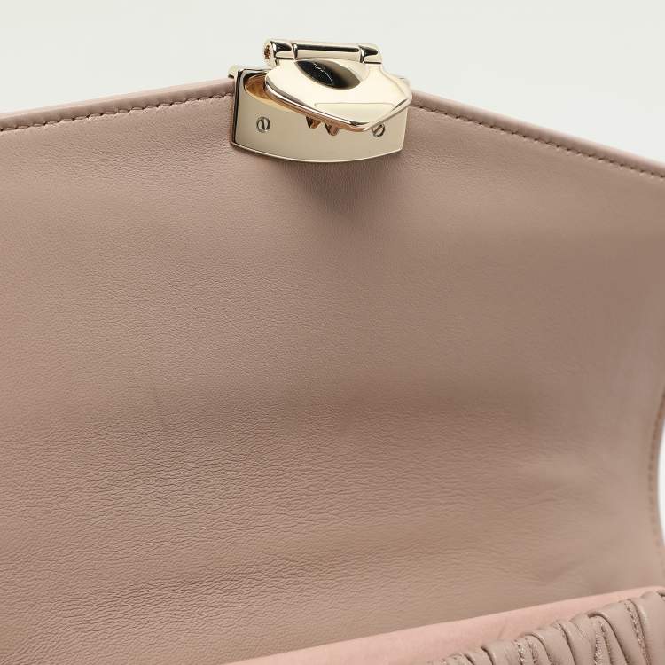 Pre Owned Miu Miu Beige Matelasse Leather Top Handle Bag