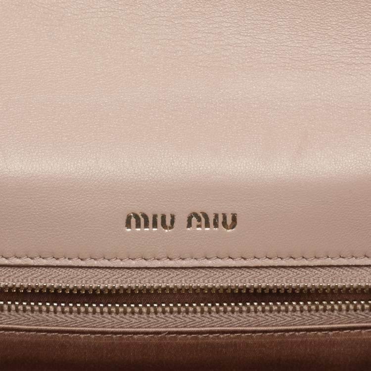 Pre Owned Miu Miu Beige Matelasse Leather Top Handle Bag
