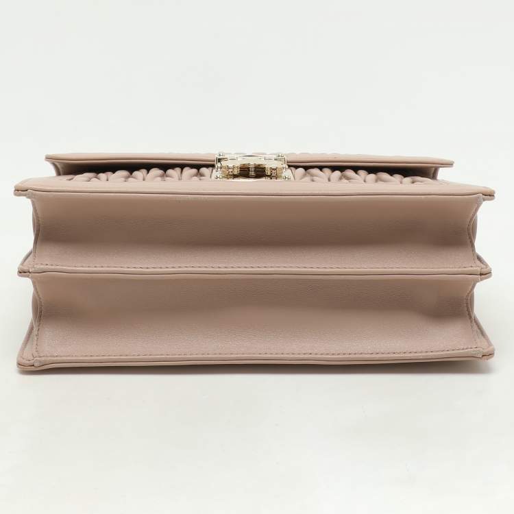Pre Owned Miu Miu Beige Matelasse Leather Top Handle Bag