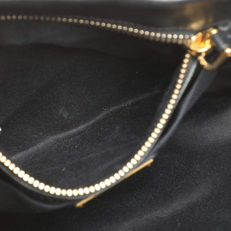 Pre Owned Miu Miu Black Matelasse Leather Coffer Satchel