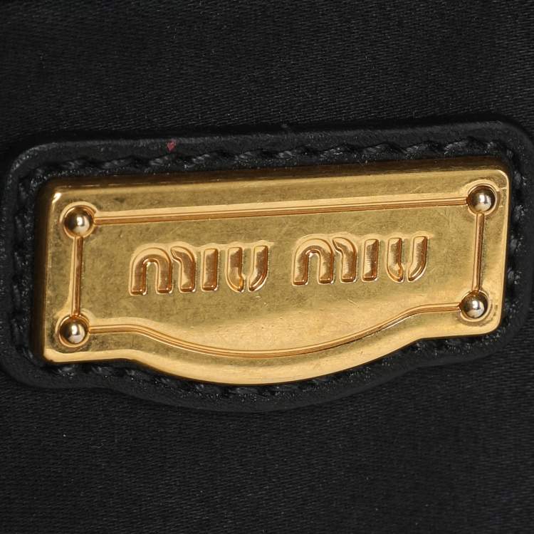 Pre Owned Miu Miu Black Matelasse Leather Coffer Satchel