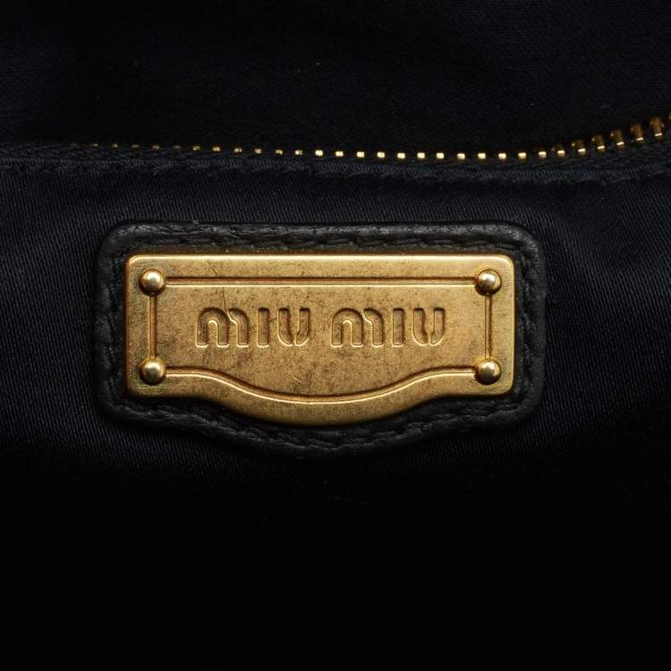 Pre Owned Miu Miu Black Matelassé Leather Coffer Frame Satchel