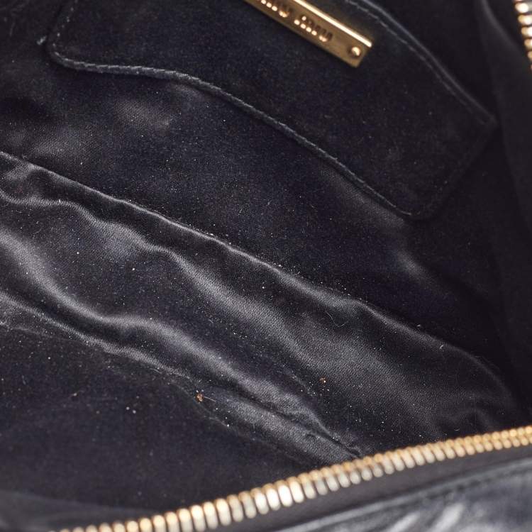 Pre Owned Miu Miu Black Matelasse Leather Crossbody Bag