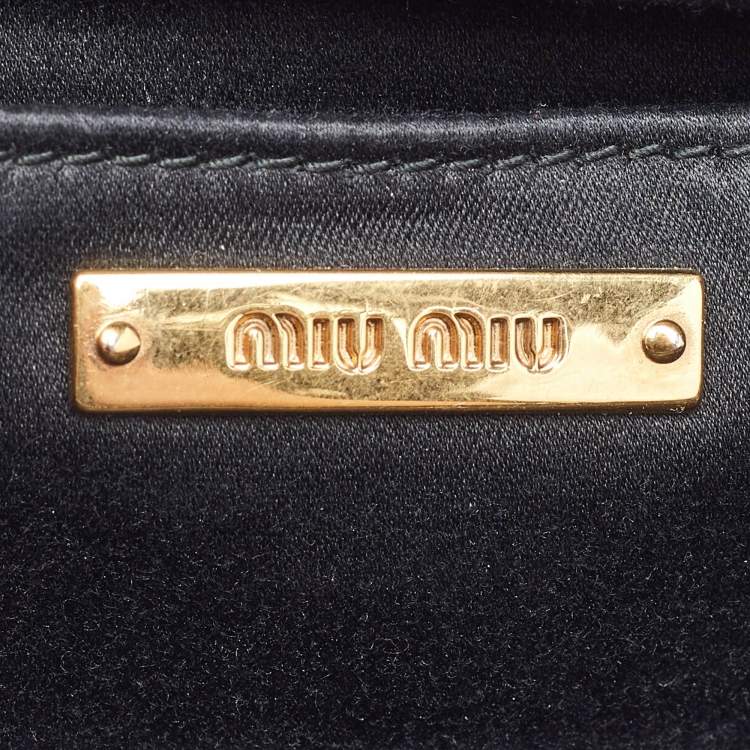 Pre Owned Miu Miu Black Matelasse Leather Crossbody Bag