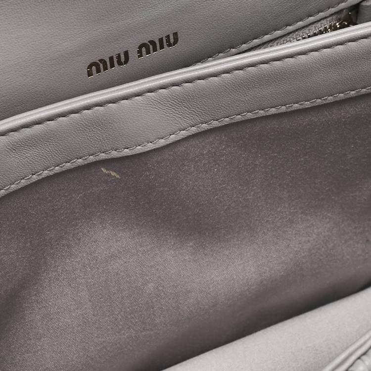 Pre Owned Miu Miu Grey Matelassé Leather Confidential Crossbody Bag