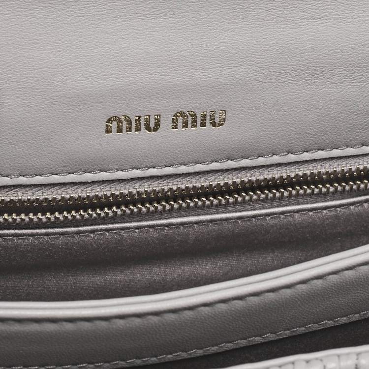 Pre Owned Miu Miu Grey Matelassé Leather Confidential Crossbody Bag
