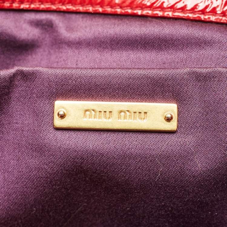 Pre Owned Miu Miu Red Matelasse Patent Leather Shopper Tote