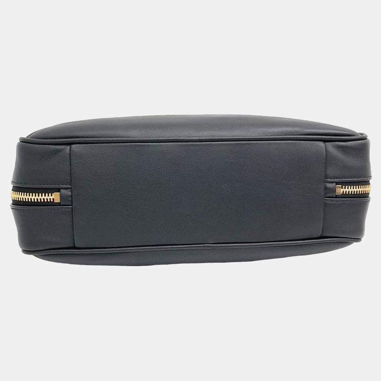 Pre Owned Miu Miu Black Leather embossed logo bowling bag