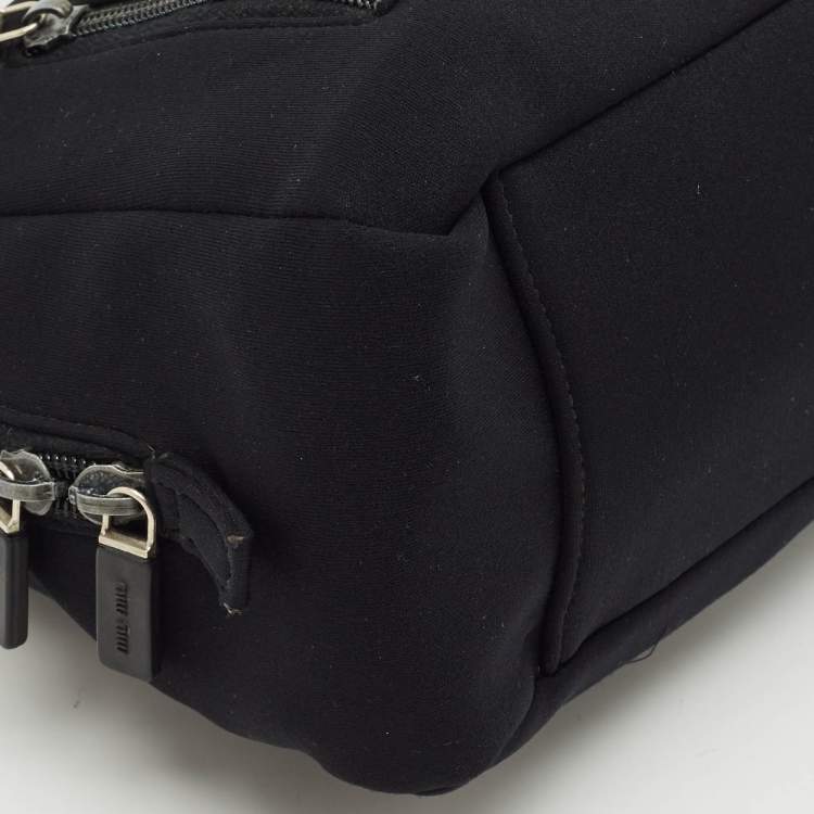 Pre Owned Miu Miu Black Neoprene Pocket Boston Bag 