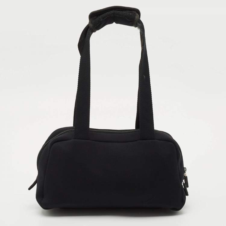 Pre Owned Miu Miu Black Neoprene Pocket Boston Bag 