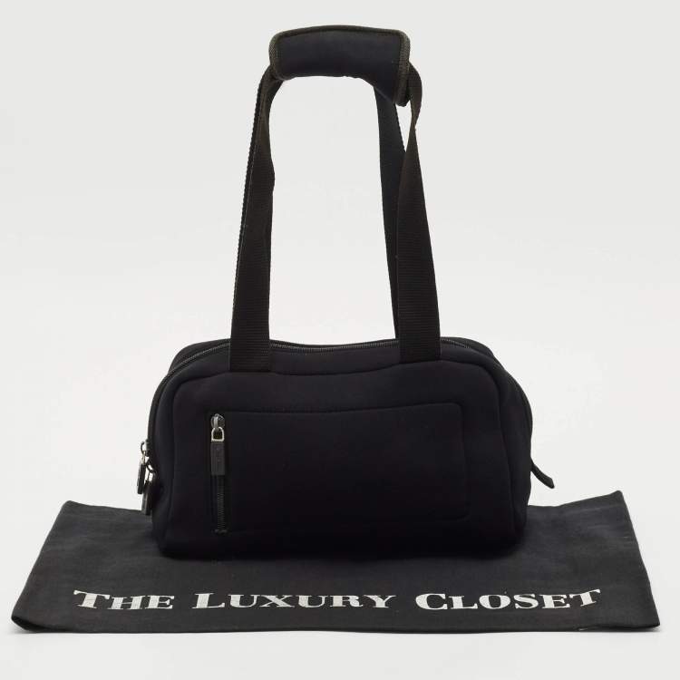 Pre Owned Miu Miu Black Neoprene Pocket Boston Bag 