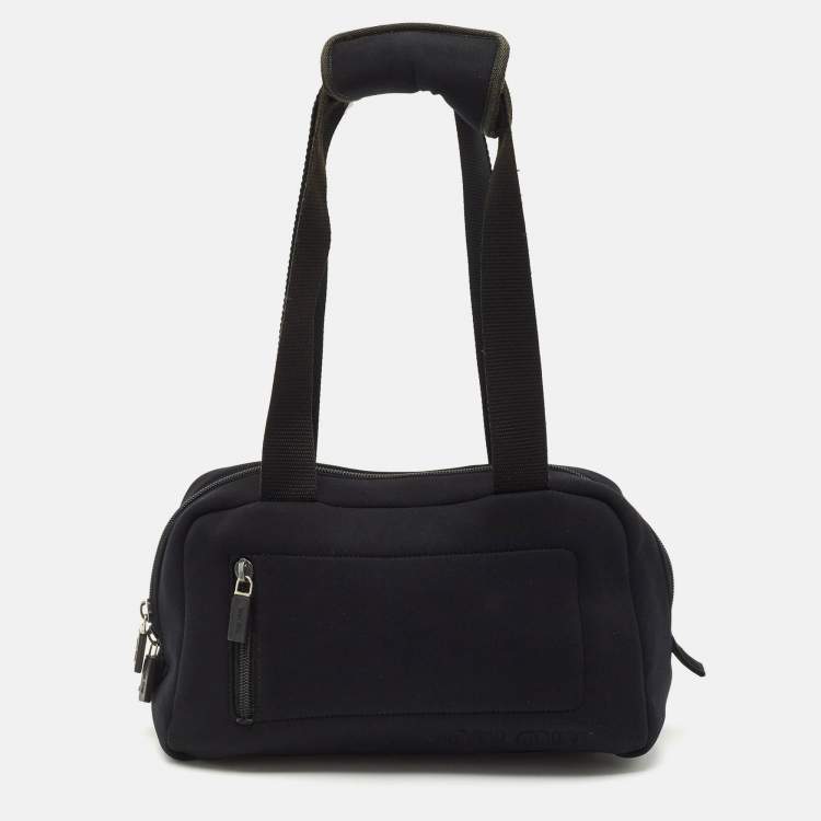 Pre Owned Miu Miu Black Neoprene Pocket Boston Bag 