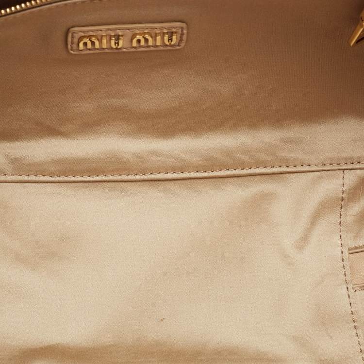 Pre Owned Miu Miu Beige Matelassé Leather Large Arcadie Satchel