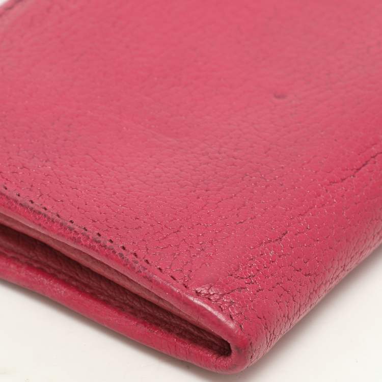 Pre Owned Miu Miu Pink Leather Zip Around Wallet