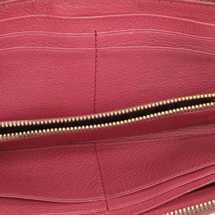 Pre Owned Miu Miu Pink Leather Zip Around Wallet